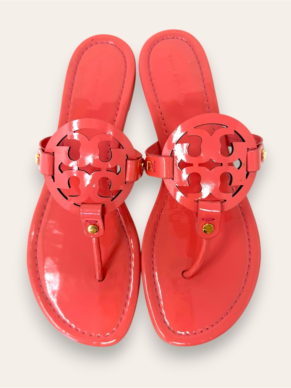 Tory Burch Patent Leather Miller Sandal Coral Crush 10.5 Women’s